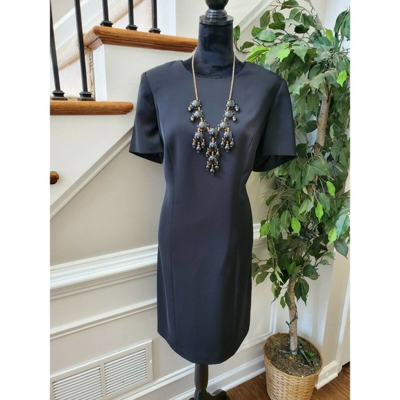 VTG Charter Club Black Polyester Round Neck Half Sleeve Knee Length Dress 14W - Picture 1 of 12